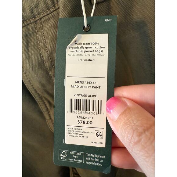 Alpine Design Men's Vintage Olive Utility Pant Size 36 X 32 - Picture 7 of 9